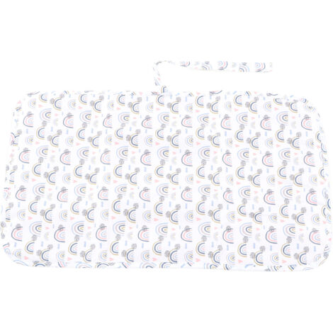 Matelas à langer imperméable pliable portable en nylon pour bébé, idéal maison voiture extérieur, motif arc-en-ciel blanc (1/5)