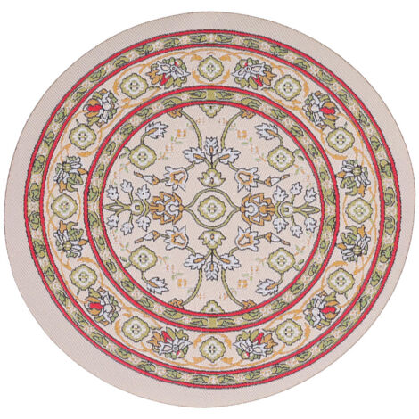 Tapis rond miniature 6,2 pouces pour maison de poupée, décoration vintage tissée fleur C01 (1/5)
