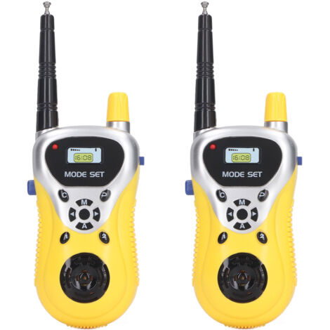 2 pièces Talkie-Walkie Enfant, Portée Étendue, Communication Claire, Jouet Radio pour Activités Extérieures, Jaune Vif