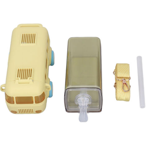 Gourde en Forme de Bus Anti-Fuite 360°, Détachable et Facile à Nettoyer, Portable pour École et Extérieur, 500ml Jaune (1/5)