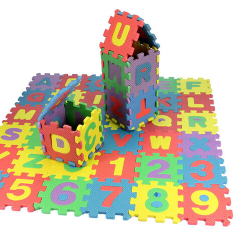 36 pièces Tapis Puzzle Mousse Alphabet Chiffres Enfants Éducatif Coloré Sécuritaire Interchangeable
