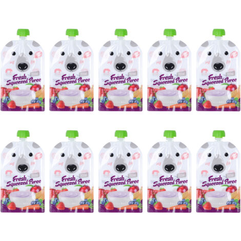 10 Sachets Réutilisables 200ml pour Purée de Fruits - Pochettes de Conservation Alimentaire Bébé Portable (1/5)