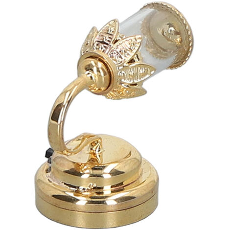 Lampe Murale Miniature Vintage pour Maison de Poupée, Abat-Jour Verre Doré, Éclairage Décoratif 1:12