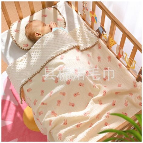 Couverture bébé respirante avec imprimé lapin rose - Idéale pour la maternelle, douce et rafraîchissante pour l'été (1/5)