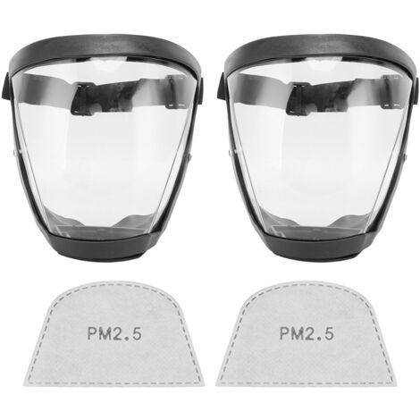 2 pièces Masque de Protection Réutilisable avec Élastique et Filtres en Coton, Transparent pour Adultes en Noir et Blanc (1/5)