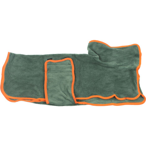 Robe de séchage rapide pour chien - Absorbante et chaude, parfaite pour grands chiens et chiots après le bain, couleur verte. (1/5)