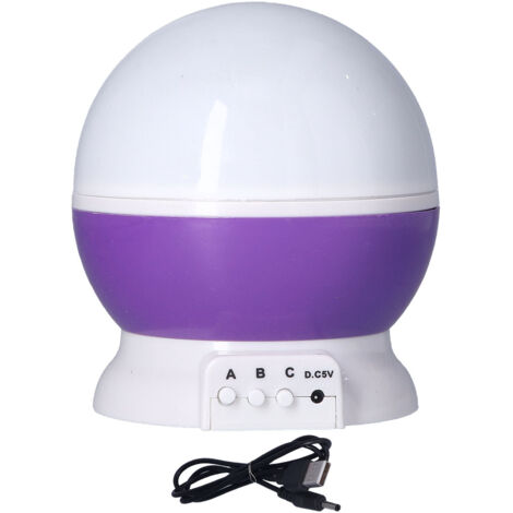 Projecteur Lumineux Bébé Rotatif Étoilé avec Changement de Couleurs - Veilleuse Nuit Éclairée Violette (1/5)