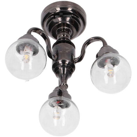 Lustre Miniature 1:12 Argenté en Verre pour Maison de Poupée - Décoration Rétro et Cadeau pour Enfants (1/5)