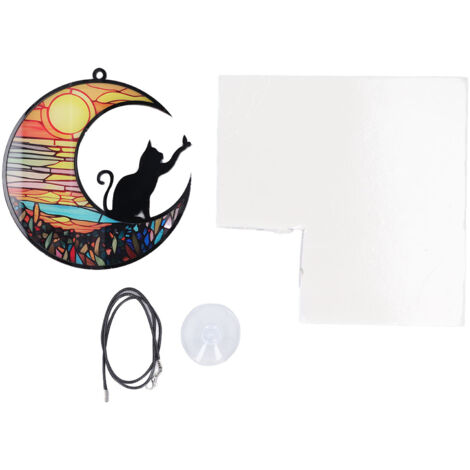 Suncatcher en acrylique coloré imprimé UV - Ornements suspendus en verre teinté en mémoire de chat - Modèle TYU400 (1/5)