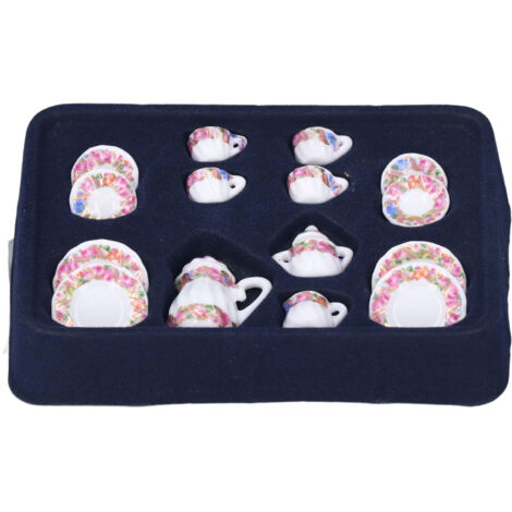 Set de Thé Miniature 1:12 Céramique Texturé Sans Odeur pour Maison de Poupée Accessoire Décoratif (1/5)