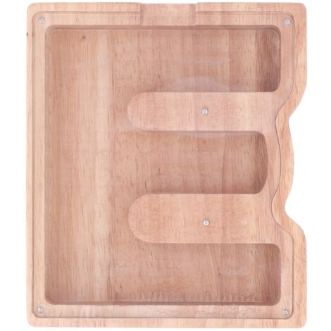 Coffre-fort transparent personnalisé en forme de lettre en bois pour enfants - Tirelire éducative (1/5)