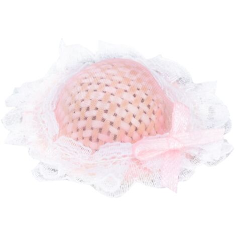 Chapeau de paille miniature rose 1/12 avec nœud pour maison de poupée