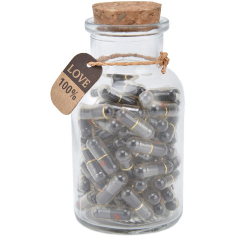 100 capsules en verre avec messages à souhaits et bouteille cadeau - Kit de 100 pilules de massage et lettres à vœux (1/5)