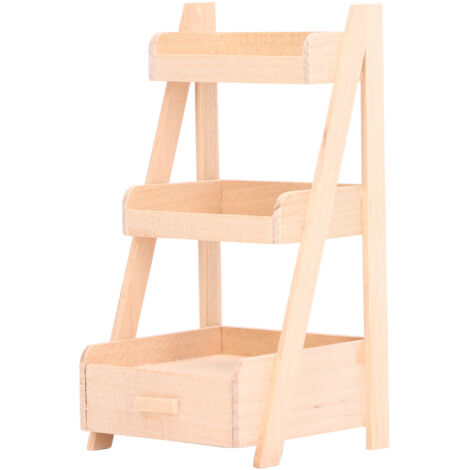 Étagère à Plantes Miniature 1:12 en Bois pour Maison de Poupée, Design à Trois Niveaux Élégant pour Décoration de Scène de Vie Réaliste (1/5)