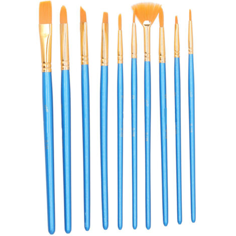 Ensemble de 10 pinceaux longs en poils de nylon pour peinture à l'huile, acrylique et aquarelle (1/5)