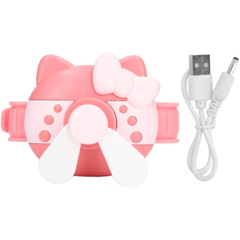 Ventilateur de Poignet Mini USB Rechargeable Portable pour Enfants Filles - Rouge Corail (1/5)