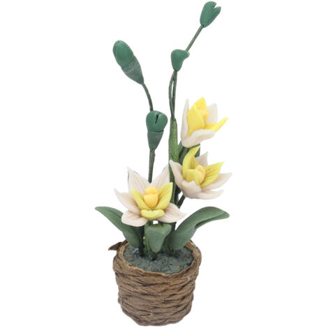 Plantes Miniatures Maison de Poupée 1:12 - Panier Fleuri Réaliste et Mignon, Décoration Miniature Bonsaï pour Enfants, Cadeau Créatif (1/5)