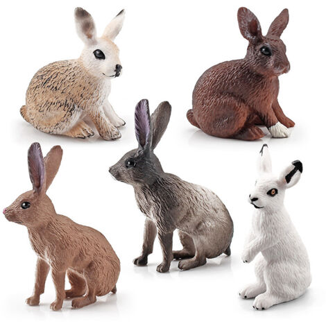 5 Figurines Lapins Mignons pour Jardin - Sculptures Animalières Décoratives, Cadeau Enfant Jouet Ferme Pelouse (1/5)