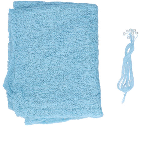 Bandeau extensible pour nouveau-né, set de langes élastiques pour séance photo bébé, accessoires photo nourrisson bleus (1/5)