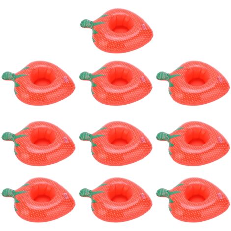 10 pièces de dessous de verre gonflables en forme de fraise pour piscine, jouets de bain flottants pour enfants (1/5)