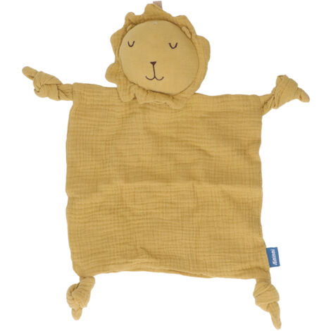 Couverture de sécurité bébé en coton gazeux doux, lavable et séchant rapide, jouet de réconfort pour nouveau-né jaune (1/5)
