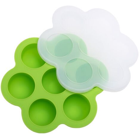 Bac à glaçons silicone 7 cases pour aliments bébé, récipient de conservation sécurisé avec couvercle vert (1/5)