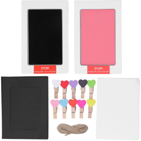 Kit d'empreintes mains et pieds bébé sans encre - Tampon souvenir propre rose et noir (1/5)