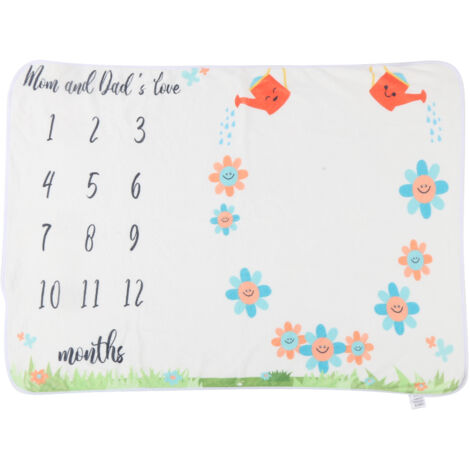 Couverture Doublée en Flanelle pour Nouveau-né - Fond Photo à Fleurs Arrosées pour Progression Mensuelle (1/5)