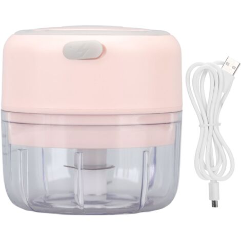 Hachoir à Ail Électrique Mini USB Rechargeable 100ml en Acier Inoxydable Rose (1/5)