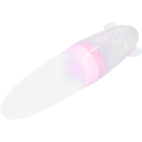 Cuillère Bébé Silicone avec Poche Alimentaire - Distribueur de Nourriture pour Enfant en Bas Âge - Rose (1/5)