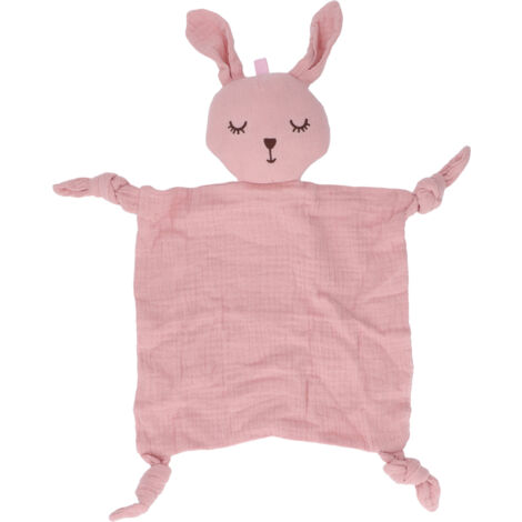 Couverture de sécurité bébé en coton-gaze doux, lavable et séchant rapide, jouet de réconfort pour nouveau-né rose (1/5)