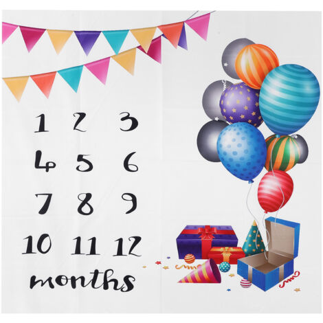 Boîte Cadeau à Motifs Ballons pour Nouveau-né - Tissu Photo Bébé Mois par Mois (1/5)
