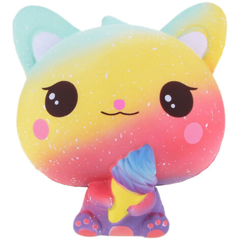 Peluche Chat Crème Glacée Anti-Stress - Jouet Doux à Rebond Lent pour Enfants et Adultes
