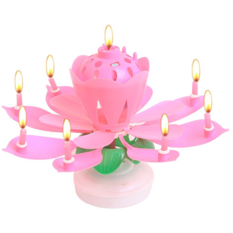 Bougie rotative musicale romantique en forme de lotus à double couche pour anniversaire (1/5)