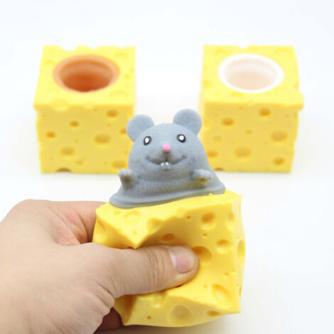 Souris en Silicone Souple Anti-Stress - Jouet à Presser en Forme de Fromage Écologique (1/5)