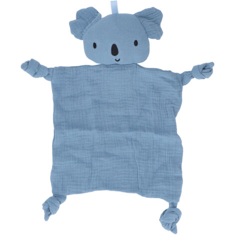 Couverture de sécurité bébé en coton gaze doux, séchage rapide, lavable, jouet de réconfort pour nouveau-né bleu (1/5)
