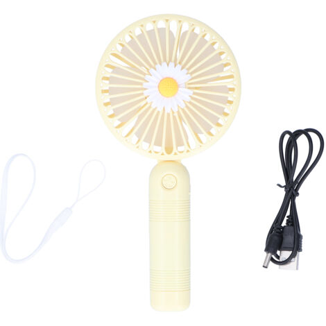 Ventilateur de Poche Rechargeable Mignon à Motif Fleuri, Portable et Pliable pour Maison, Bureau et Voyage - Jaune (1/5)