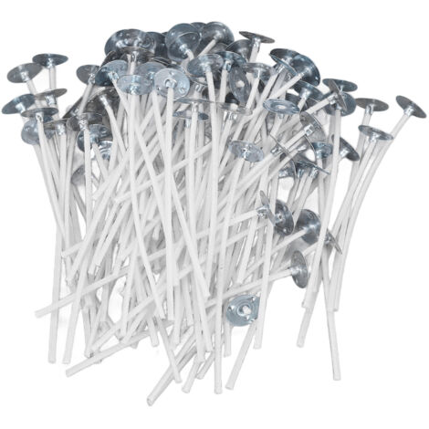 100 Mèches de Bougie en Coton Pré-cirées 8cm Blanches Extra pour DIY Bougies Parfumées (1/5)