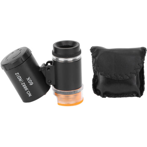 Loupe de poche 60X avec lumière LED, microscope portable pour bijoux et billets, détecteur de grossissement miniature (1/5)