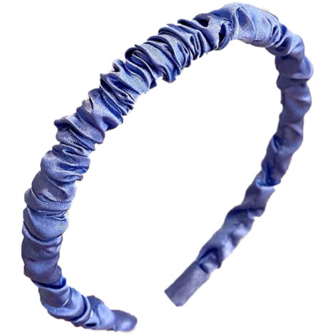 Bandeau Satin Plissé avec Ruches, Accessoire Capillaire Élégant pour Femmes et Filles, Bleu Foncé (1/3)