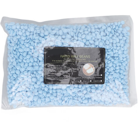Perles de cire dépilatoire forte adhérence, cire dure pour épilation aisselles jambes visage, bleu 500g