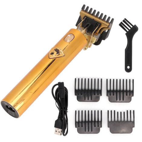 Tondeuse Barbe Sans Fil, T-Lame Précision, 4 Peignes Guide, Lames Acier Inox Doré pour Hommes