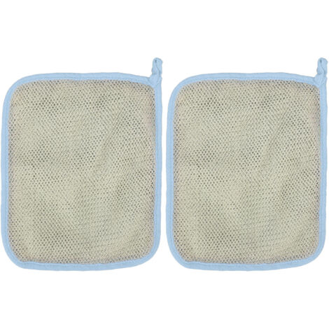 2 Pièces Gant de Douche Nylon à Double Face Exfoliant pour Nettoyage Profond, Bleu (1/5)