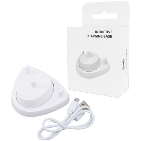 Base de charge inductive pour brosse à dents électrique, câble USB inclus, compatible D12513K D10513K D12 D16, blanc (1/5)