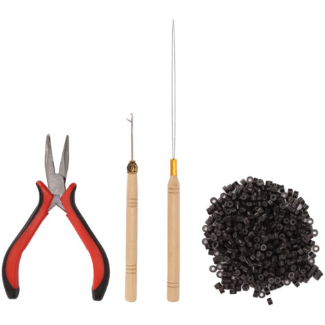 Kit Pro 4 pièces pour Extensions de Cheveux avec Pinces et 1000 Anneaux en Silicone 4.5mm (1/5)