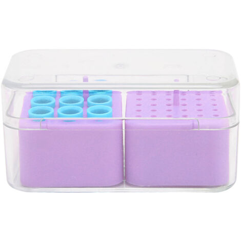 Porte-fraises dentaires en plastique étanche, grande capacité avec rangement multi-trous, stérilisable en autoclave, couleur violet (1/5)