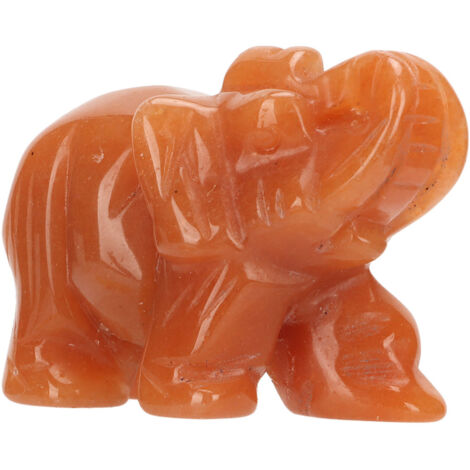 Statuette Éléphant en Cristal pour Réduction du Stress, Chance et Méditation - Pierre de Guérison Dongling Rouge (1/5)