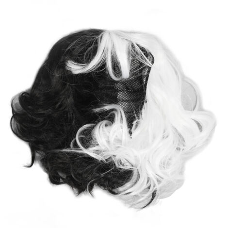 Perruque courte femme frisée ondulée noir et blanc - Accessoire capillaire tendance (1/5)