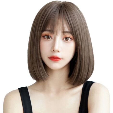 Perruque courte brune droite pour femmes - Bob court chic et moderne à personnaliser (1/5)