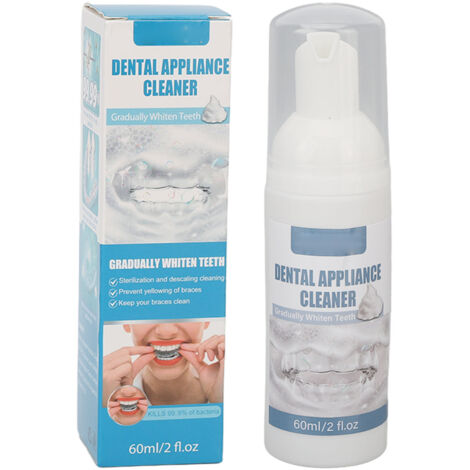 2 pièces 60ml Nettoyant pour Appareil Dentaire, Élimination des Taches et Odeurs, Parfum Frais Longue Durée (1/5)